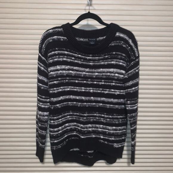 Calvin Klein Stripe Chunky Cozy Core Sweater Black White Soft Womens Med. - Picture 1 of 4